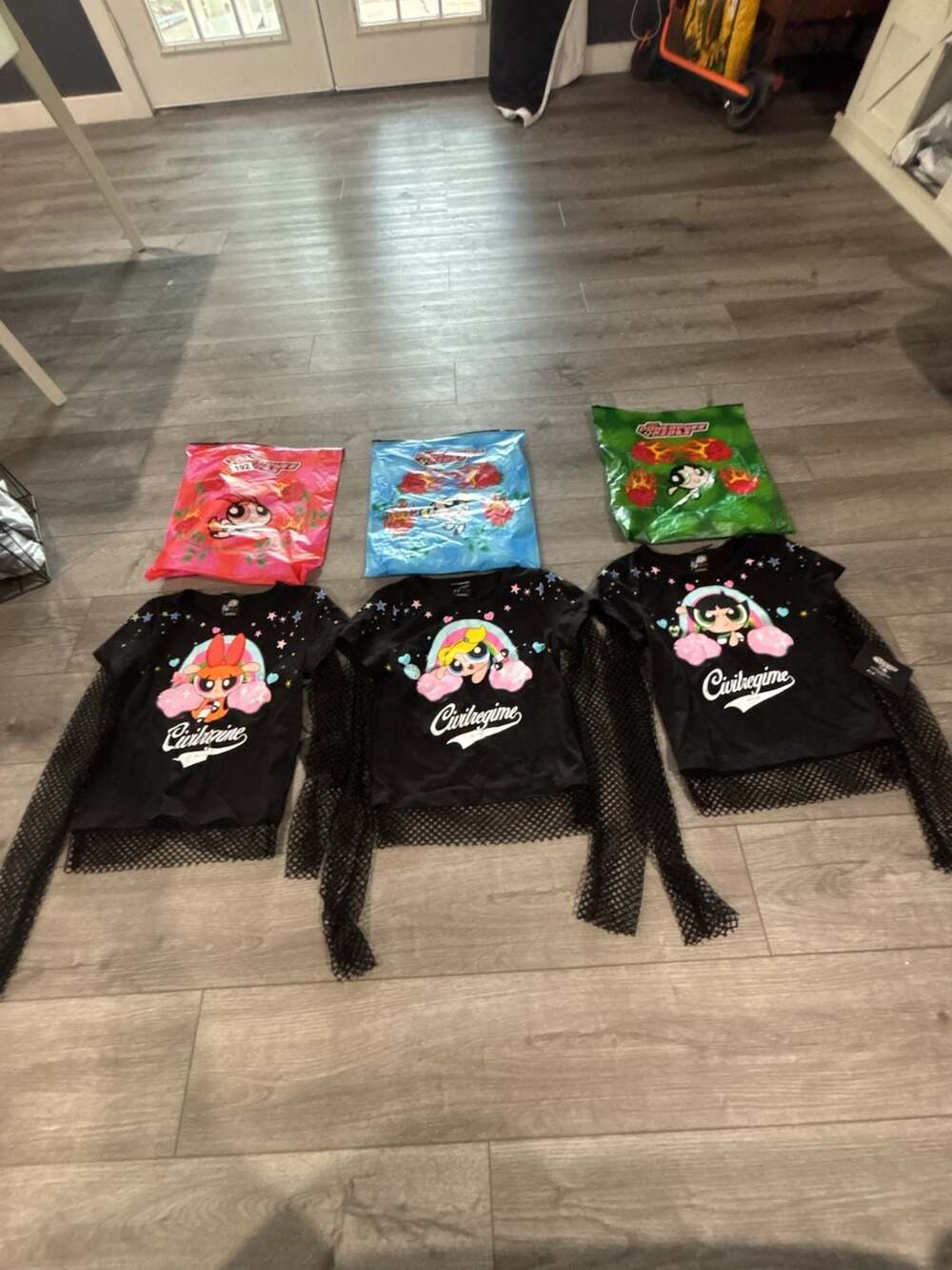 Civil Regime x The Powerpuff Girls Mesh Sleeve Graphic T-Shirt Set